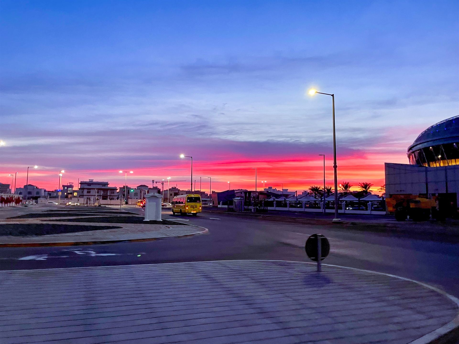 Villa community in Khalifa City at dawn