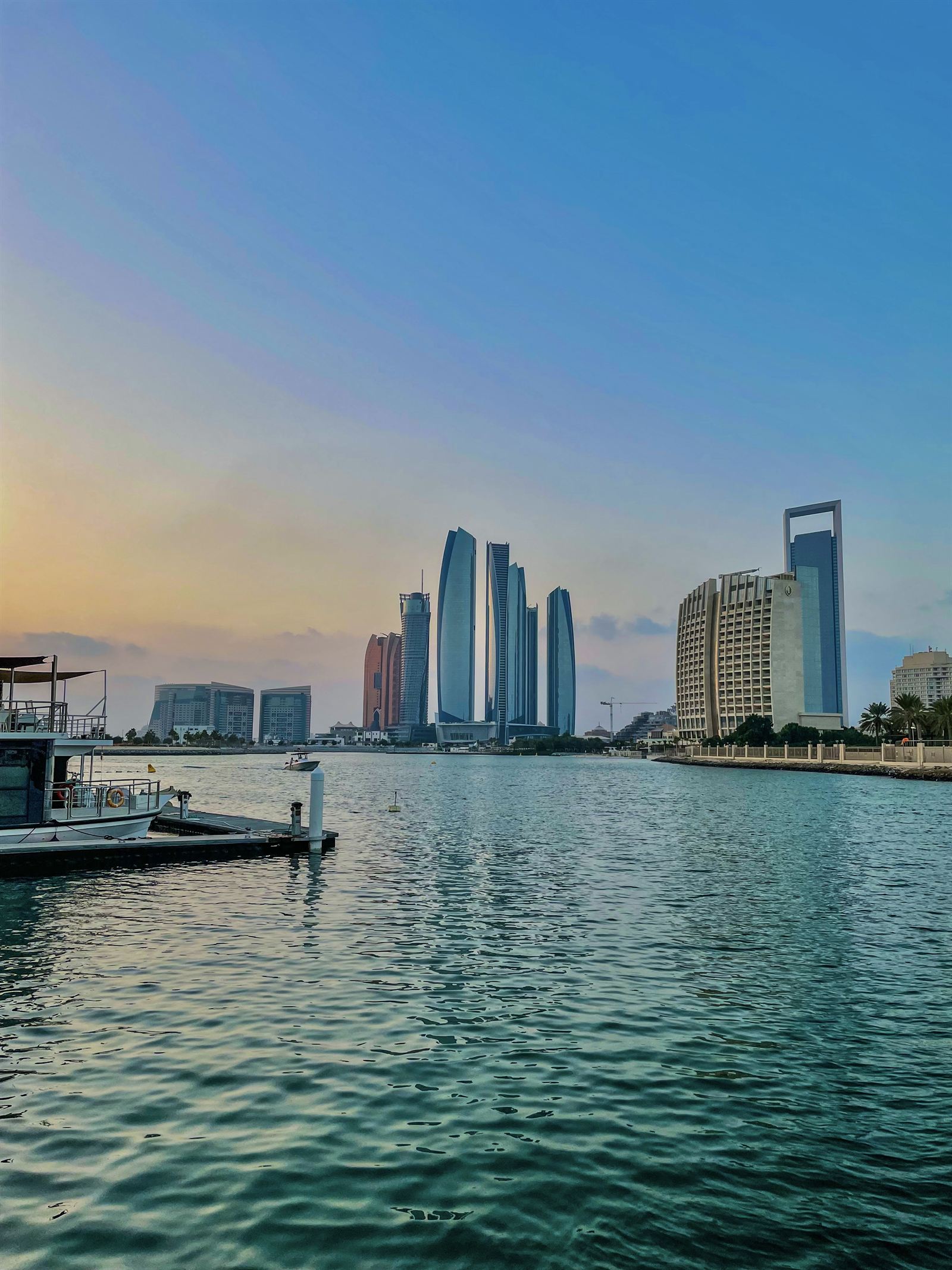 Waterfront residences in Abu Dhabi at dusk